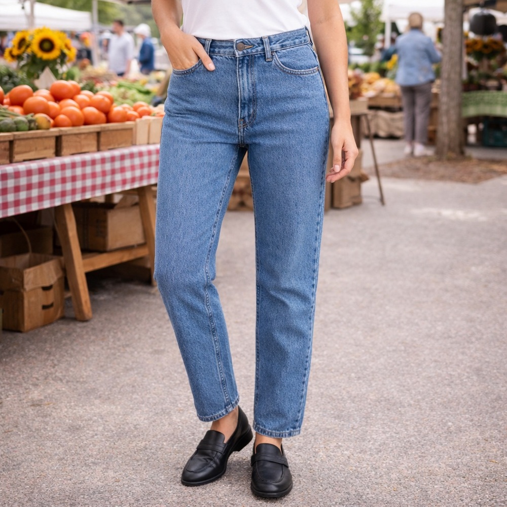 VINTAGE LEVI’S Jeans Straight Leg Loose Fit Chambray Blue Denim 560 15 Med EUC